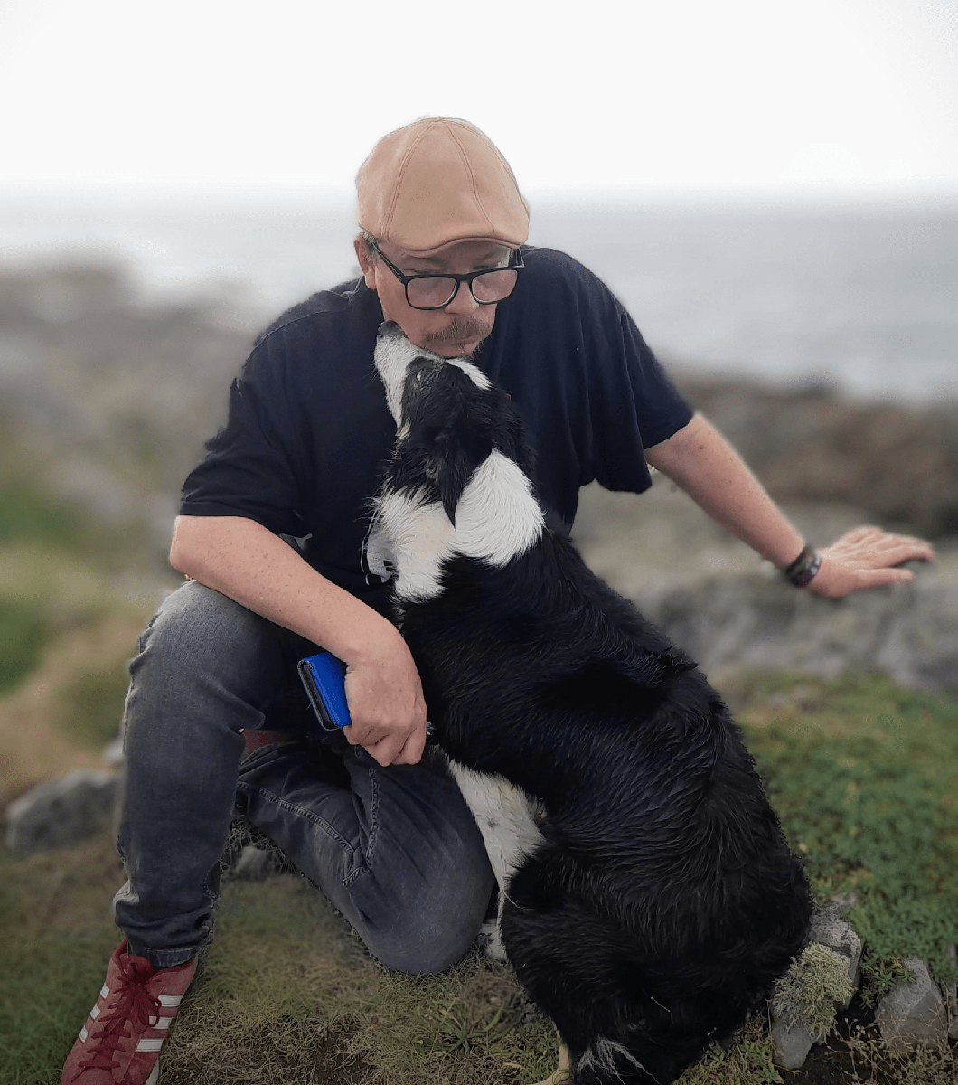 Stephen D. Ferrett and his dog