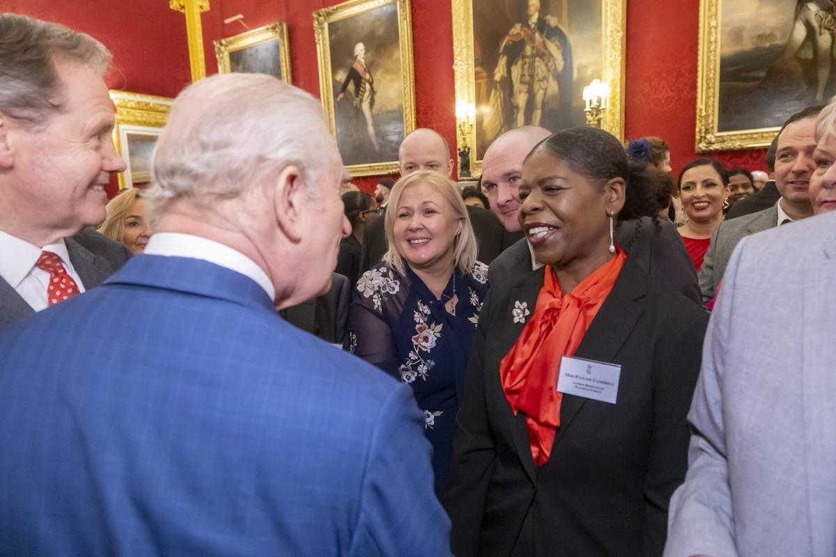 Pauline meeting King Charles III at the Royal Reception, St James Palace, 3rd February, 2026