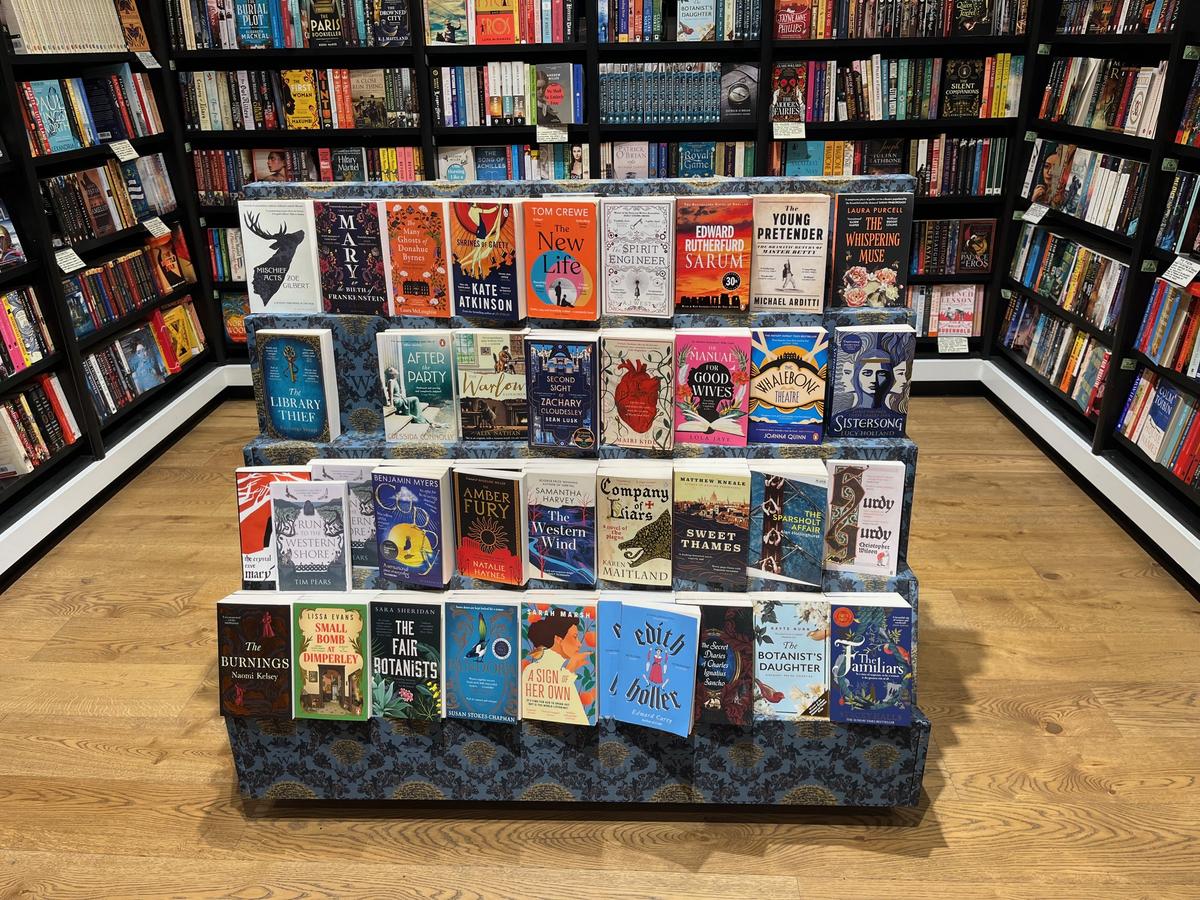 Historical fiction bookshop display