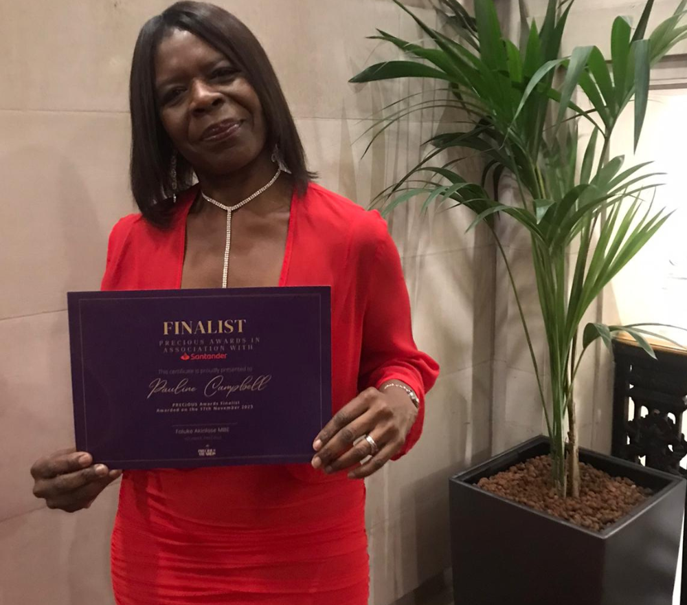 Pauline at the Precious Awards in November 2023 where she was a Finalist for Outstanding Woman in Professional Services