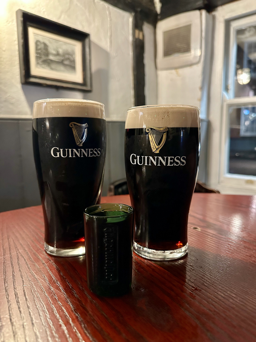 Beer glasses in a bar