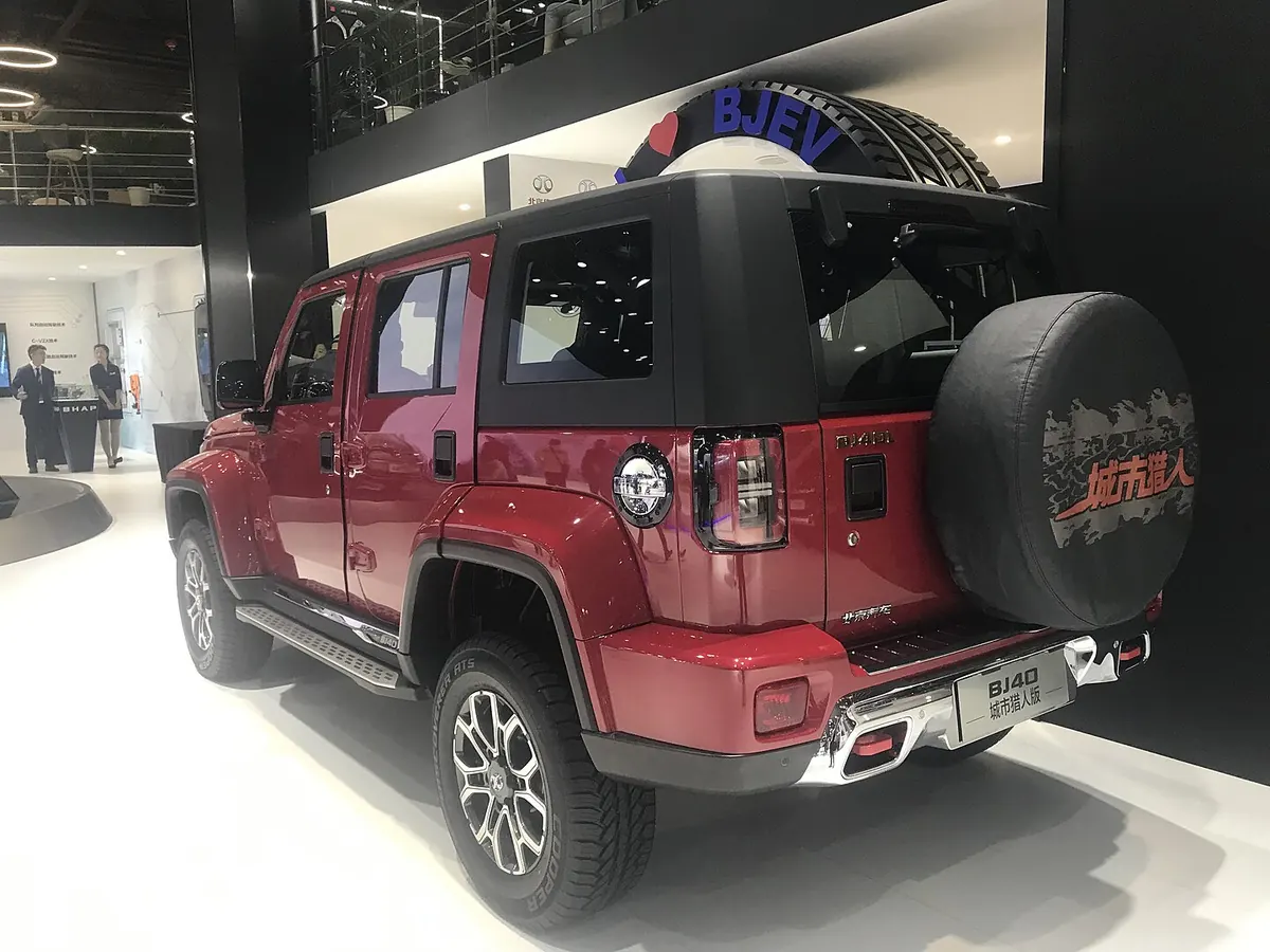 A rugged red SUV