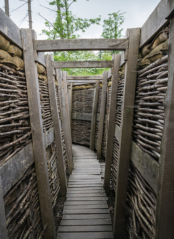 <p>Reconstructed British A-frame trench at the Memorial Museum Passchendaele 1917 in Zonnebeke near Ypres. Nearby, in this part of the museum, is a typical German trench</p>