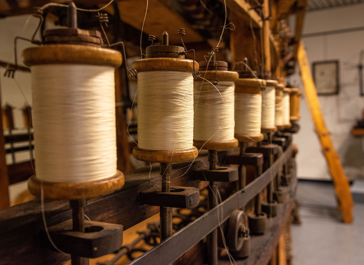 A silk throwing machine on view in the Museum of Silk in Como, Italy which at the time of Charles Roe was (and remains) the centre of European silk manufacture