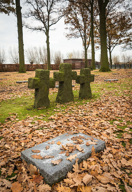 <p>Langemark German Cemetery, some 15 km to the north-east of Ypres, is the site of mass burials of almost 45,000 soldiers, and is one of the most important German war cemeteries in Belgium, including the young &lsquo;student&rsquo; soldiers said to have been marched to their deaths singing the national anthem, and which gave rise to the &lsquo;myth of Langemark', a propaganda exercise promoted by the German High Command</p>