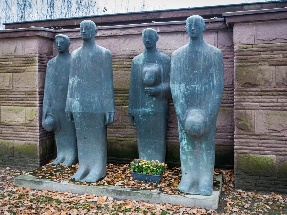 <p><em>The Mourning Soldiers</em> at the Langemark German Cemetery, a work by German sculptor Professor Emil Krieger.</p>