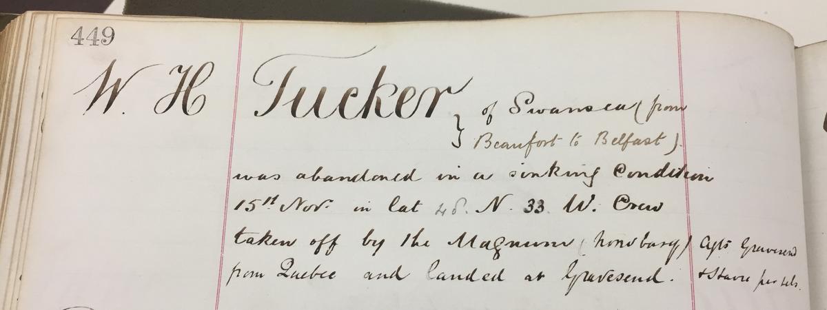 WH Tucker 1878 loss book