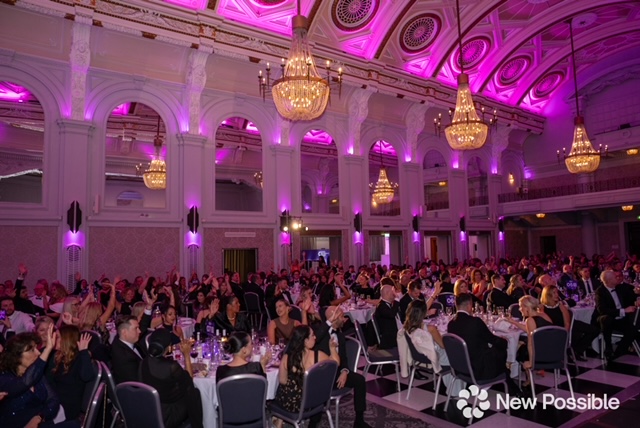 A black-tie awards ceremony audience