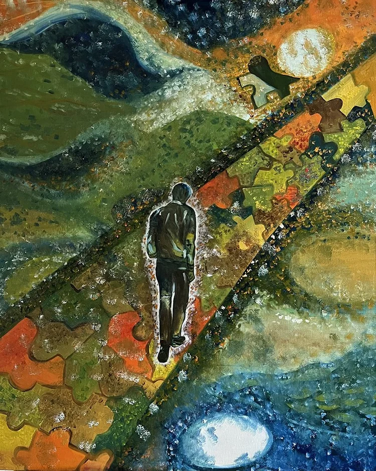 The one that cannot fit, a painting by Sandy Howarth