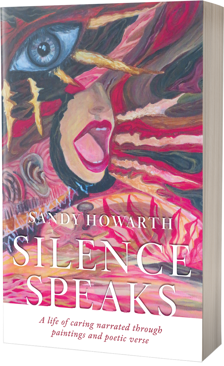 Three-dimensional paperback edition of Silence Speaks by Sandy Howarth
