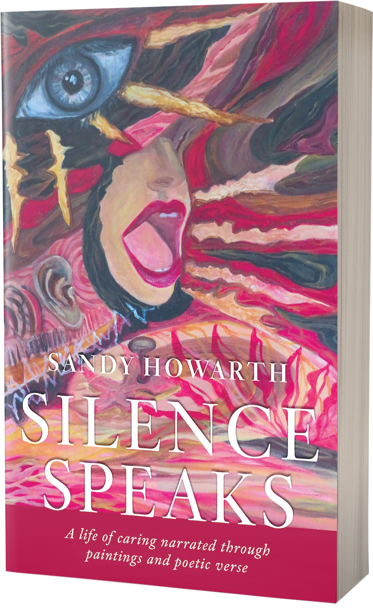 Three-dimensional paperback edition of Silence Speaks by Sandy Howarth