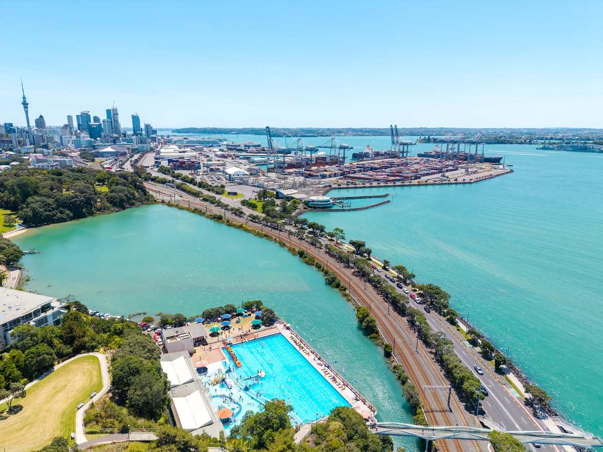 Auckland Harbor from the air.