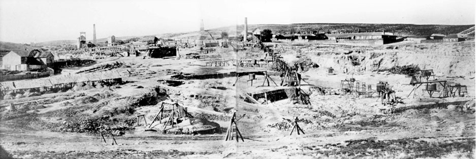 Burra copper mines north of Adelaide in 1869. At the time this was the largest copper mine in the world.