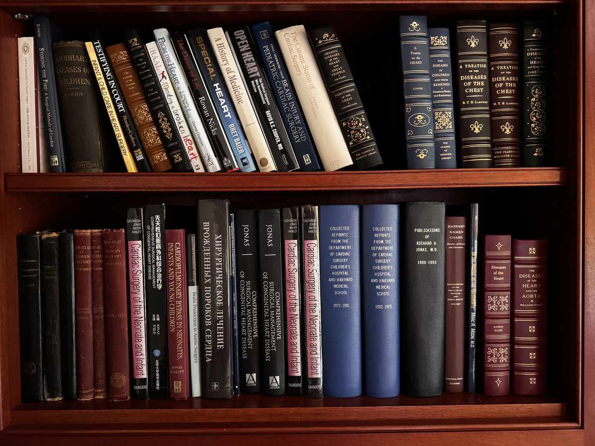 Bookshelf with books on