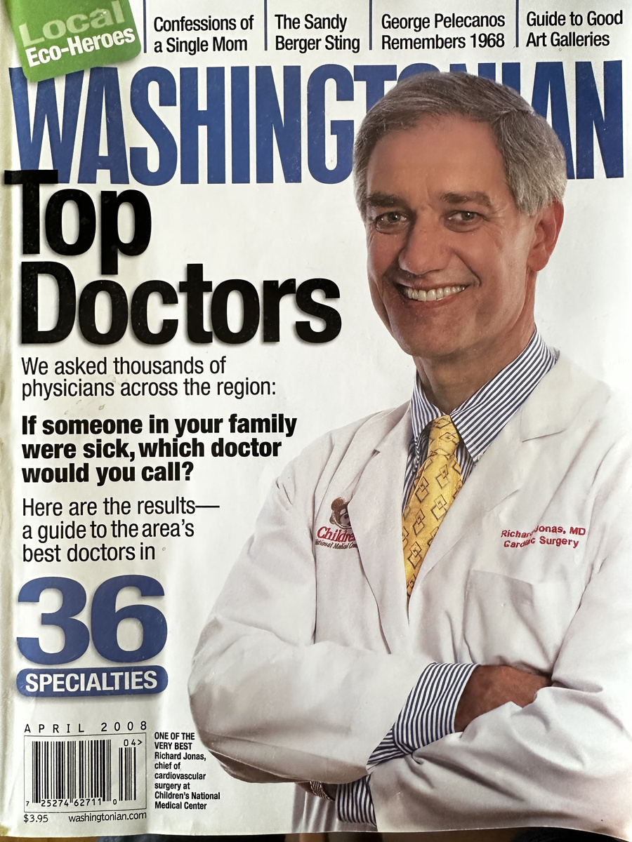 Dr Richard A. Jonas on the April 2008 cover of Washingtonian magazine
