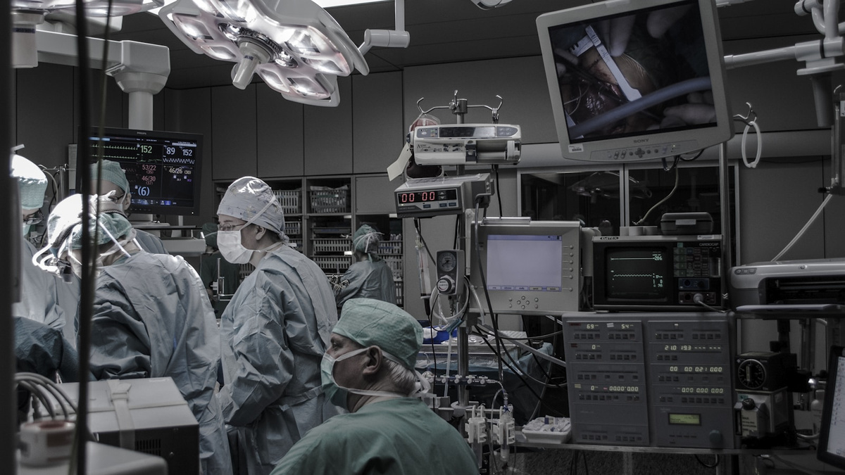 Cardiac surgery team working in a children's hospital operating room