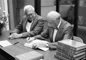 Donald Fyler (left)  played a key role in maintaining equilibrium in the cardiology department in his role as transition chief following the retirement of Alexander Nadas MD (right) who had established the first department of pediatric cardiology at Boston Children&rsquo;s.