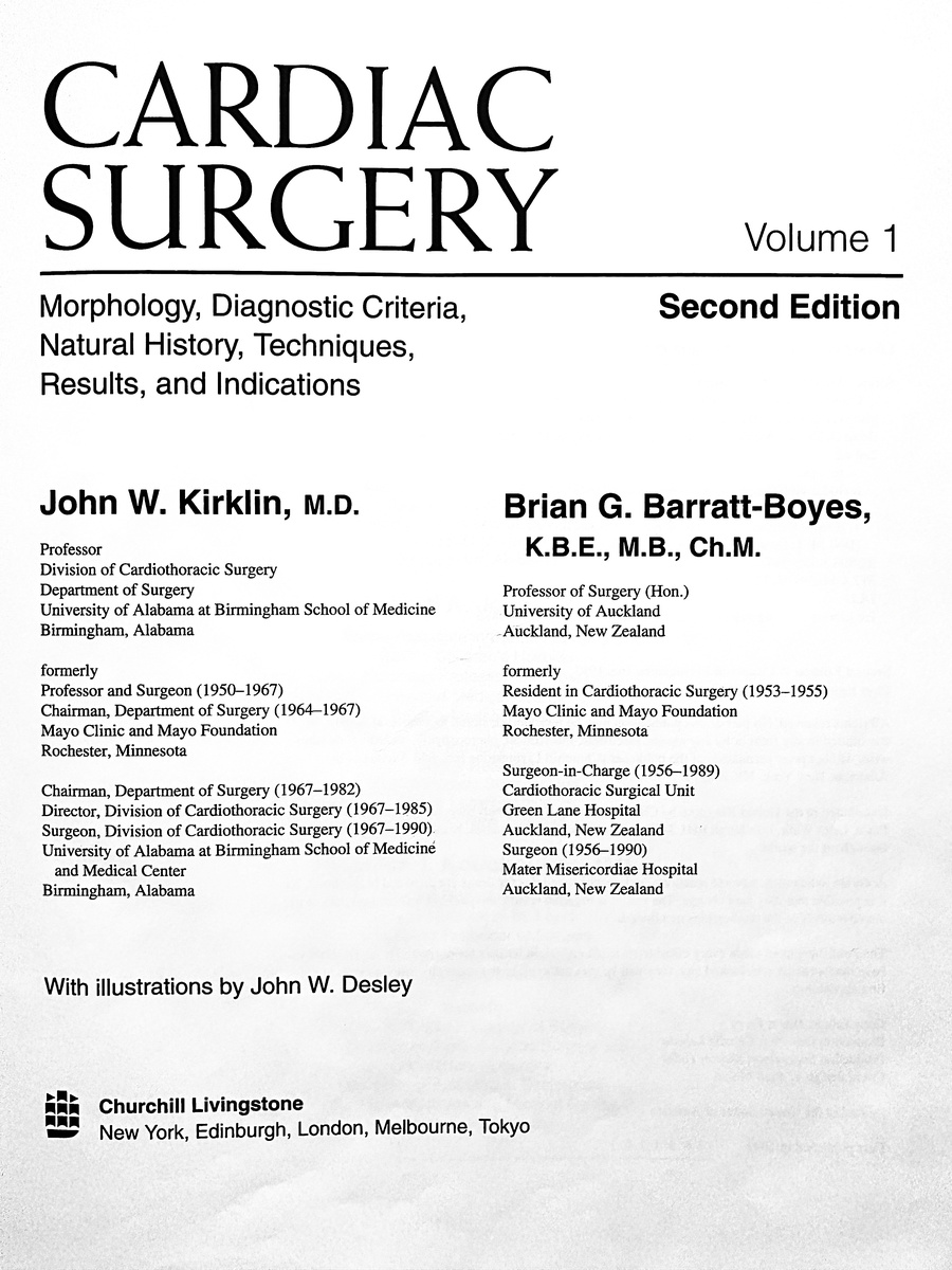 Cardiac Surgery, Volume 1, second edition.