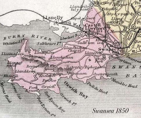 Gower Peninsula map 1850