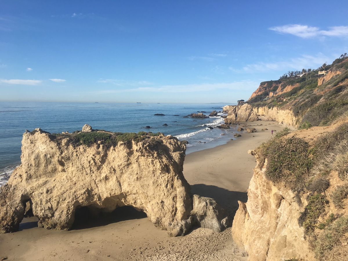 A rocky cove and quiet beach on the Malibu coast