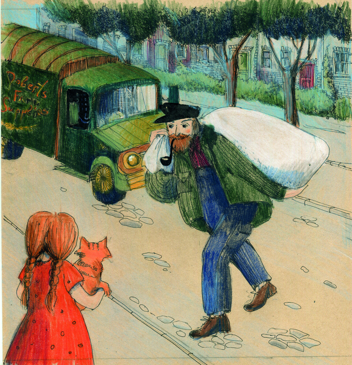 Ginger meeting a new friend on his travels